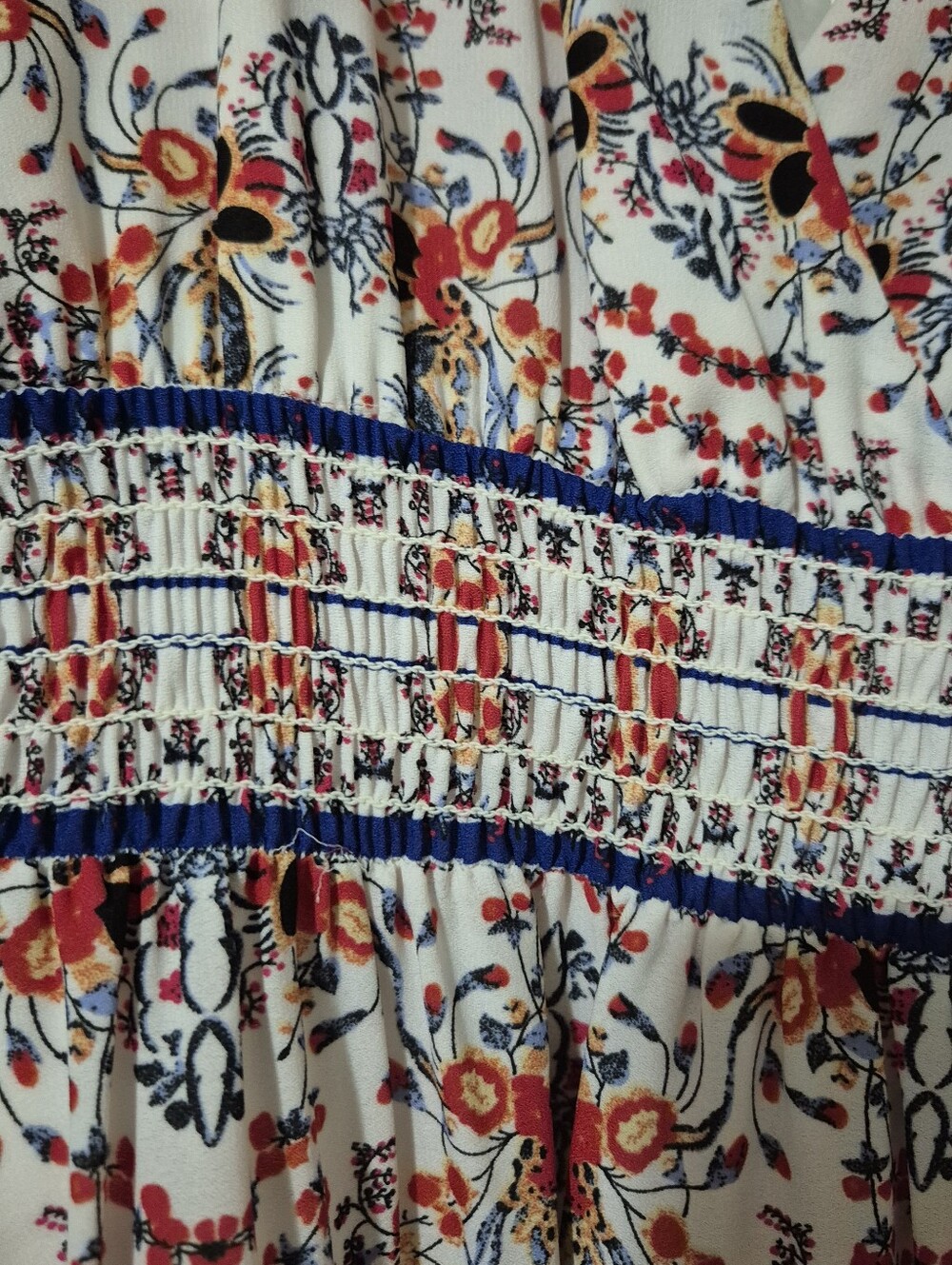 Nwt Max Studio Floral Print Midi Dress In White, Red & Blue...Size:Xl — image 6 of 8